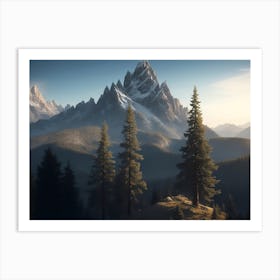 Tower Of Pine Trees Gracing The High Mountain Region Art Print