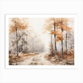 A Painting Of Country Road Through Woods In Autumn 71 Art Print