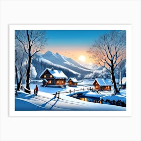 Winter Village Art Print