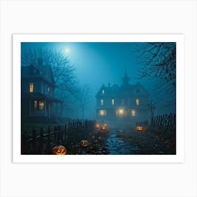 Haunting Halloween Greetings On A Misty Night (17) Art Print