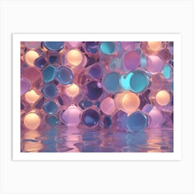 Abstract 3d Background Of Colorful, Transparent Bubbles, Spheres Art Print