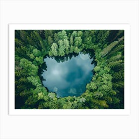 Heart Shaped Lake In The Forest Art Print
