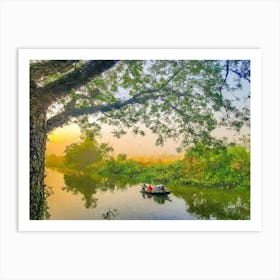 Driving Along Calm River, Oil Painting Art Print