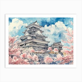 Castle And Sakura Art Print