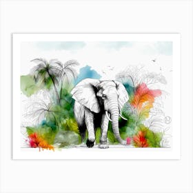 Elefant In The Forest 1 Art Print