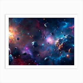 A Vast, Colorful Nebula With Asteroids And Stars Art Print