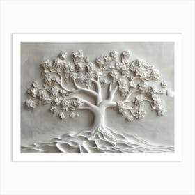 3d Relief White Tree Artwork 1 Art Print