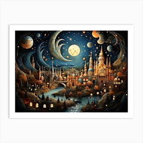 Night In The City of Istanbul Art Print