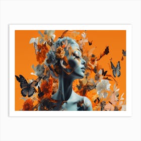 Woman With Butterflies Art Print