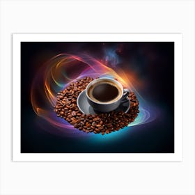 Coffee Cup With Coffee Beans 3 Art Print