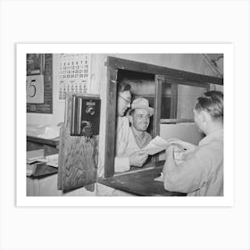 Workers At Mine Receiving Paychecks, Mogollon, New Mexico By Russell Lee Art Print