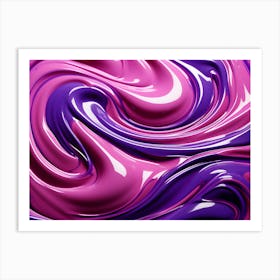 Pink & Purple Gloss Fluid Swirls Abstract 2 Art Print