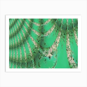 Abstract Fractal Pattern green and white Art Print