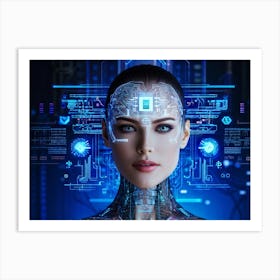 Abstract Cyber Concept Art Illustrating A Head With Neural Circuitry Resembling An Advanced Ai Syste 2 1 Art Print