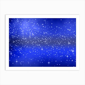 Dark Blue Shades Shining Star Background Art Print