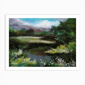 Landscape Painting, Oil On Canvas, Brown Color Art Print