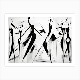 Dance Abstract Black And White 1 Art Print