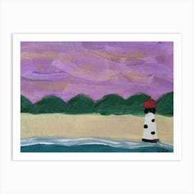 Lighthouse At Dusk Art Print