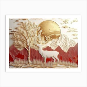 Deer In The Snow Art Print