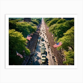 Aerial View Of A Patriotic Military Parade Honoring Veterans In America Rows Of Uniformed Soldiers (1) 2 Art Print