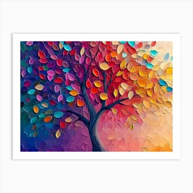 Elegant Colorful Tree with Vibrant Leaves Hanging Branches 6 Art Print