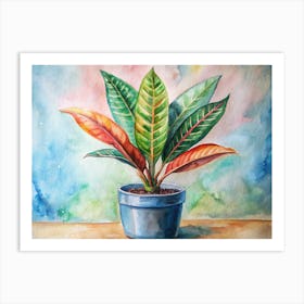 Watercolor Of A Potted Plant Art Print