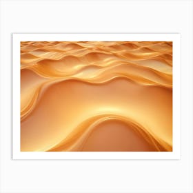 Abstract Background Of Flowing, Wave Like Patterns In Shades Of Golden Yellow, Creating A Smooth And Luxurious Texture Art Print