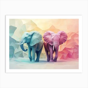 Elephants Animal Abstract Art In Pastel Colors 1 Art Print