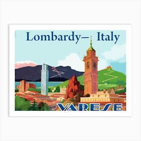 Lombardy, Italy, Vintage Travel Poster Art Print