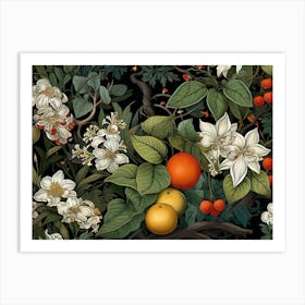 Oranges And Flowers Art Print