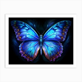 Blue Butterfly With Purple And Orange Highlights Art Print