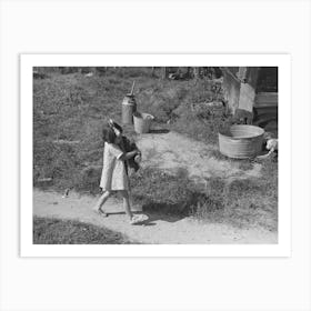 Little Girl Carrying Firewood On Farm Near Northome, Minnesota By Russell Lee Art Print