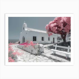 Pink Trees In A Church Art Print