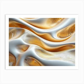 3d Abstraction Modern And Creative Golden Colors Art Print