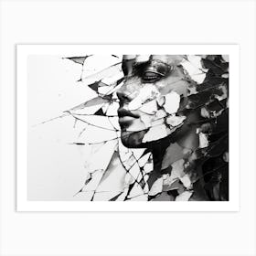 Fractured Identity Abstract Black And White 2 Art Print