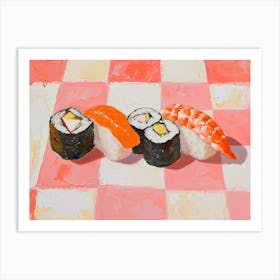 Sushi Selection Pink Checkerboard 3 Art Print