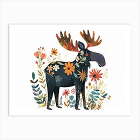 Little Floral Moose 3 Art Print