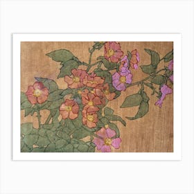 Pink Roses On Terracotta Color Ground (1915), Hannah Borger Overbeck Art Print