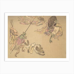 Night Parade of A Hundred Demons Kawanabe Kyosai Vintage Japanese Woodblock Print Yokai 17 Art Print