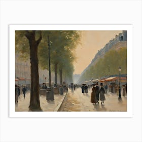 Les Champs Elysees Paris Street Oil AI Art Art Print