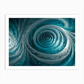 Abstract Swirling Pattern In Shades Of Blue And White, Resembling A Rose Or A Vortex, Creating A Sense Of Depth And Movement Art Print