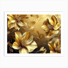 Gold Flowers 4 Art Print