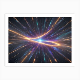 A Glowing, Abstract Composition With Streaks Of Light And A Bright Central Point, Suggesting Speed, Movement, And Energy, Ideal For Science Fiction, Space, And Technology Themes 1 Art Print