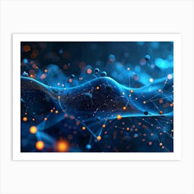 Abstract Digital Banner Featuring Interconnected Data Points Symbolizing An Ai Network Three Dimens (2) Art Print