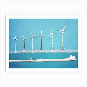 Wind Turbines In The Ocean Art Print