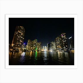 Miami From The Water At Night (Miami at Night Series) Art Print