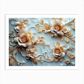 3d High Decoration Background 3d Art Design with Floral 1 Art Print