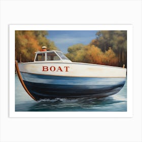 Boat on the see art print Art Print