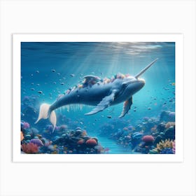 Magical Unicorn-Wale Fantasy Art Print