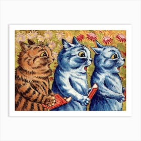 Three Cats Singing Gouach, Louis Wain Art Print